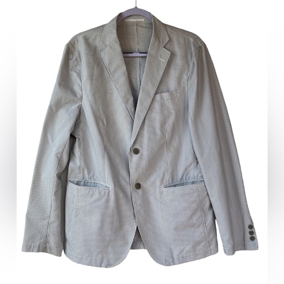 Uniqlo Other - Uniqlo Blazer sz Medium Men’s Jacket Grey light stripe button Preloved Pockets